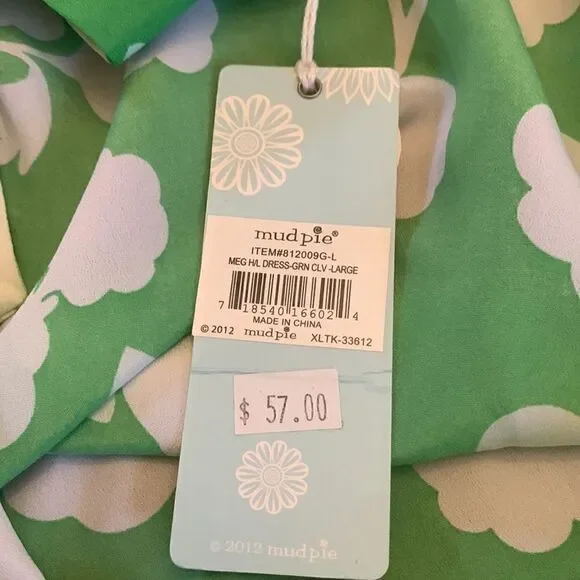 Mudpie green white floral high low swimsuit cover up Size L NWT - Picture 6 of 8